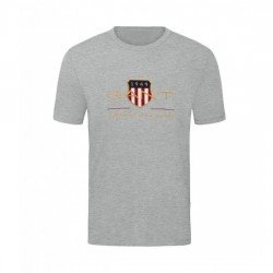T-SHIRT 100% ΒΑΜΒΑΚΙ ΜΕ LOGO - ΓΚΡΙ - GANT ΜΕΓΑΛΟ