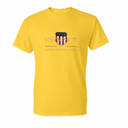 T-SHIRT 100% ΒΑΜΒΑΚΙ ΜΕ LOGO - ΚΙΤΡΙΝΟ - GANT ΜΕΓΑΛΟ