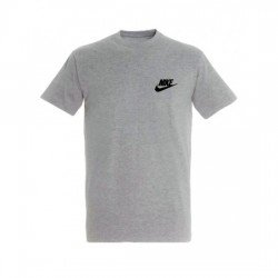 T-SHIRT 100% ΒΑΜΒΑΚΙ ΜΕ LOGO - ΓΚΡΙ - NIKE ΜΙΚΡΟ