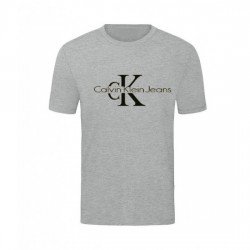 T-SHIRT 100% ΒΑΜΒΑΚΙ ΜΕ LOGO - ΓΚΡΙ - CALVIN KLEIN ΜΕΓΑΛΟ