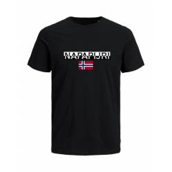 T-SHIRT 100% ΒΑΜΒΑΚΙ ΜΕ LOGO - ΜΑΥΡΟ - NAPAPIJRI