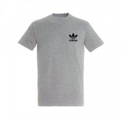 T-SHIRT 100% ΒΑΜΒΑΚΙ ΜΕ LOGO - ΓΚΡΙ - ΤΡΙΦΥΛΛΙ ΜΙΚΡΟ