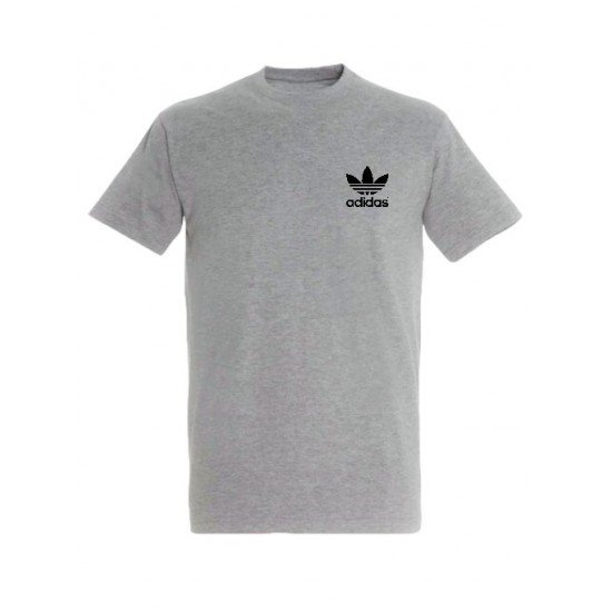 T-SHIRT 100% ΒΑΜΒΑΚΙ ΜΕ LOGO - ΓΚΡΙ - ΤΡΙΦΥΛΛΙ ΜΙΚΡΟ