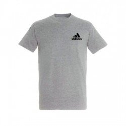 T-SHIRT 100% ΒΑΜΒΑΚΙ ΜΕ LOGO - ΓΚΡΙ - ΓΡΑΜΜΕΣ ΜΙΚΡΟ