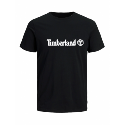 T-SHIRT 100% ΒΑΜΒΑΚΙ ΜΕ LOGO - ΜΑΥΡΟ - TIMBERLAND ΜΕΓΑΛΟ