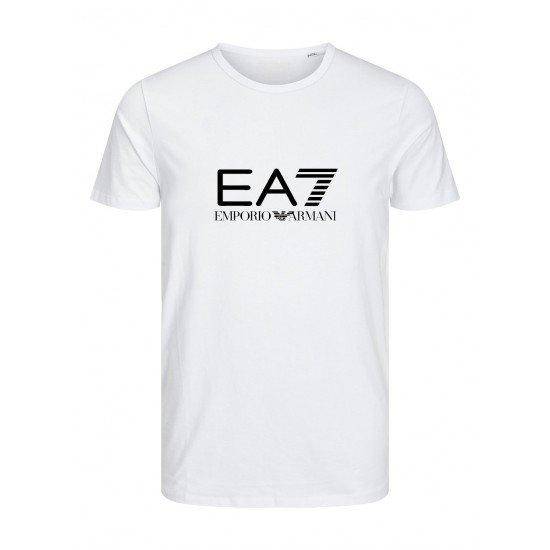 T-SHIRT 100% ΒΑΜΒΑΚΙ ΜΕ LOGO - ΛΕΥΚΟ - EA7 ΜΕΓΑΛΟ T-SHIRT 100% ΒΑΜΒΑΚΙ ΜΕ LOGO - ΛΕΥΚΟ - EA7 ΜΕΓΑΛΟ