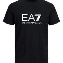 T-SHIRT 100% ΒΑΜΒΑΚΙ ΜΕ LOGO - ΜΑΥΡΟ - EA7 ΜΕΓΑΛΟ