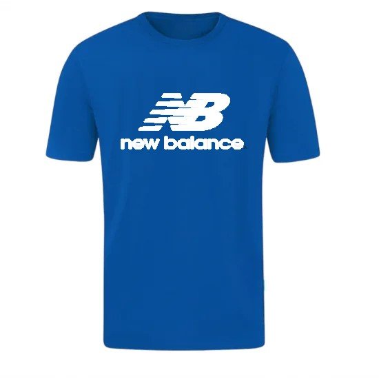T-SHIRT 100% ΒΑΜΒΑΚΙ ΜΕ LOGO - ΜΠΛΕ ΡΟΥΑ - NEW BALANCE