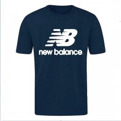 T-SHIRT 100% ΒΑΜΒΑΚΙ ΜΕ LOGO - ΜΠΛΕ ΣΚΟΥΡΟ - NEW BALANCE