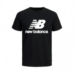 T-SHIRT 100% ΒΑΜΒΑΚΙ ΜΕ LOGO - ΜΑΥΡΟ - NEW BALANCE