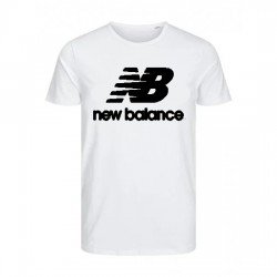 T-SHIRT 100% ΒΑΜΒΑΚΙ ΜΕ LOGO - ΛΕΥΚΟ - NEW BALANCE