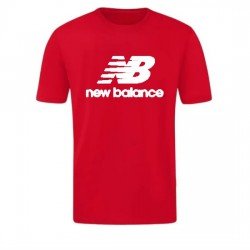 T-SHIRT 100% ΒΑΜΒΑΚΙ ΜΕ LOGO - ΚΟΚΚΙΝΟ - NEW BALANCE