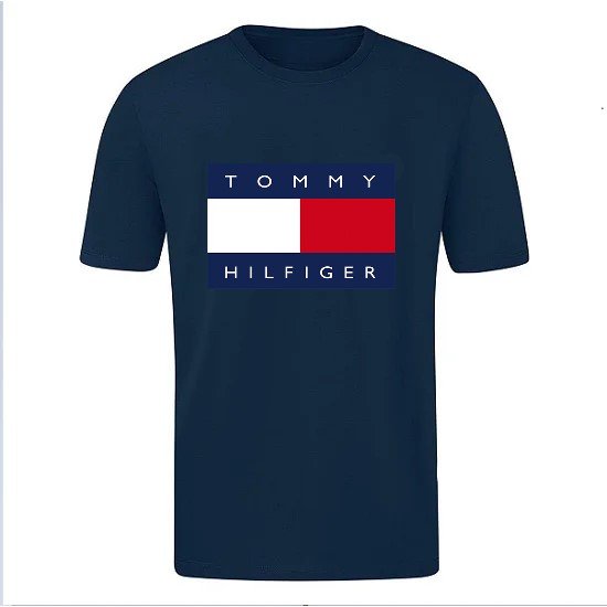 T-SHIRT 100% ΒΑΜΒΑΚΙ ΜΕ LOGO - ΜΠΛΕ ΣΚΟΥΡΟ - TOMMY HILFIGER