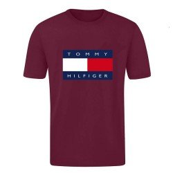 T-SHIRT 100% ΒΑΜΒΑΚΙ ΜΕ LOGO - ΜΠΟΡΝΤΟ - TOMMY HILFIGER