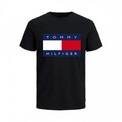T-SHIRT 100% ΒΑΜΒΑΚΙ ΜΕ LOGO - ΜΑΥΡΟ - TOMMY HILFIGER