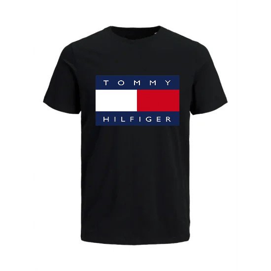 T-SHIRT 100% ΒΑΜΒΑΚΙ ΜΕ LOGO - ΜΑΥΡΟ - TOMMY HILFIGER T-SHIRT 100% ΒΑΜΒΑΚΙ ΜΕ LOGO - ΜΑΥΡΟ - TOMMY HILFIGER