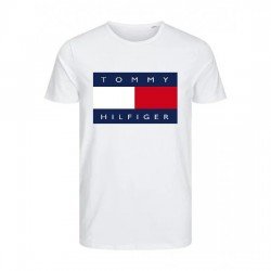 T-SHIRT 100% ΒΑΜΒΑΚΙ ΜΕ LOGO - ΛΕΥΚΟ - TOMMY HILFIGER