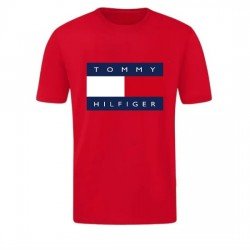 T-SHIRT 100% ΒΑΜΒΑΚΙ ΜΕ LOGO - ΚΟΚΚΙΝΟ - TOMMY HILFIGER