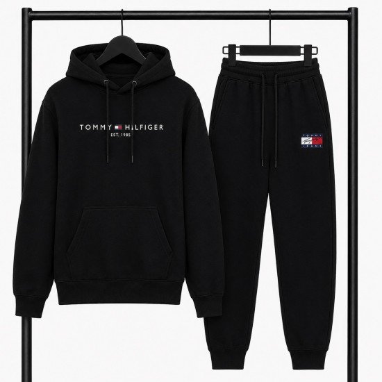 PREMIUM COTTON ΣΕΤ ΦΟΡΜΑΣ ΜΕ ΚΟΥΚΟΥΛΑ | ΜΑΥΡΟ TOMMY HILFIGER 1985 ΛΟΓΟΤΥΠΟ