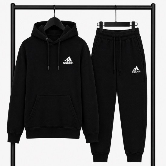 PREMIUM COTTON ΣΕΤ ΦΟΡΜΑΣ ΜΕ ΚΟΥΚΟΥΛΑ | ΜΑΥΡΟ ADIDAS ΜΙΚΡΟ ΛΟΓΟΤΥΠΟ
