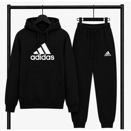 PREMIUM COTTON ΣΕΤ ΦΟΡΜΑΣ ΜΕ ΚΟΥΚΟΥΛΑ | ΜΑΥΡΟ ADIDAS ΜΕΓΑΛΟ ΛΟΓΟΤΥΠΟ