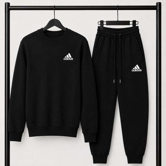 PREMIUM COTTON ΣΕΤ ΦΟΡΜΑΣ ΜΕ ΛΑΙΜΟΚΟΨΗ| ΜΑΥΡΟ ADIDAS ΜΙΚΡΟ ΛΟΓΟΤΥΠΟ