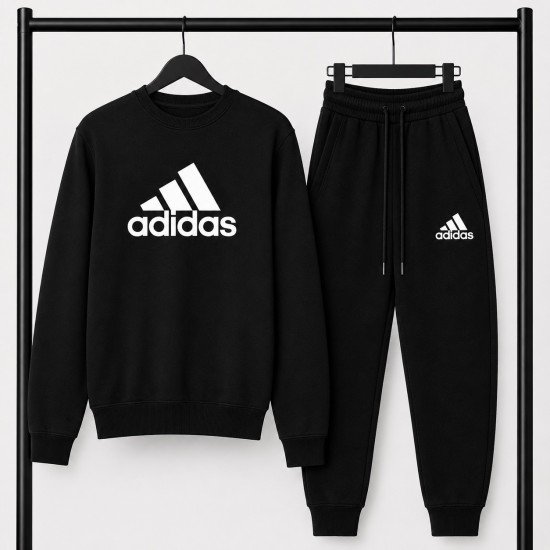 PREMIUM COTTON ΣΕΤ ΦΟΡΜΑΣ ΜΕ ΛΑΙΜΟΚΟΨΗ| ΜΑΥΡΟ ADIDAS ΜΕΓΑΛΟ ΛΟΓΟΤΥΠΟ