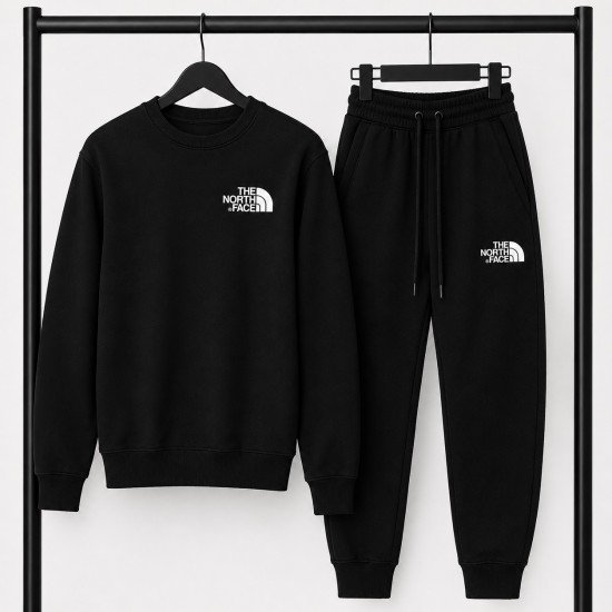 PREMIUM COTTON ΣΕΤ ΦΟΡΜΑΣ ΜΕ ΛΑΙΜΟΚΟΨΗ| ΜΑΥΡΟ THE NORTH FACE ΜΙΚΡΟ ΛΟΓΟΤΥΠΟ