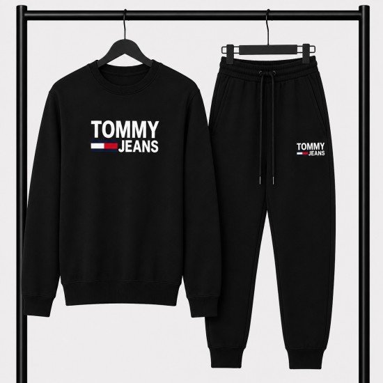 PREMIUM COTTON ΣΕΤ ΦΟΡΜΑΣ ΜΕ ΛΑΙΜΟΚΟΨΗ| ΜΑΥΡΟ TOMMY JEANS ΜΕΓΑΛΟ ΛΟΓΟΤΥΠΟ