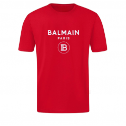 T-SHIRT 100% ΒΑΜΒΑΚΙ ΜΕ ΛΕΥΚΟ LOGO - ΚΟΚΚΙΝΟ - BALMAIN ΜΕΓΑΛΟ